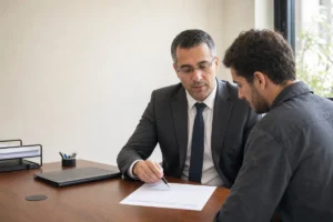 national insurance debt arrangement hero הסדר חוב מול ביטוח לאומי, עורך דין מסביר ללקוח עצמאי את פירוט החוב ואת אפשרויות ההסדר